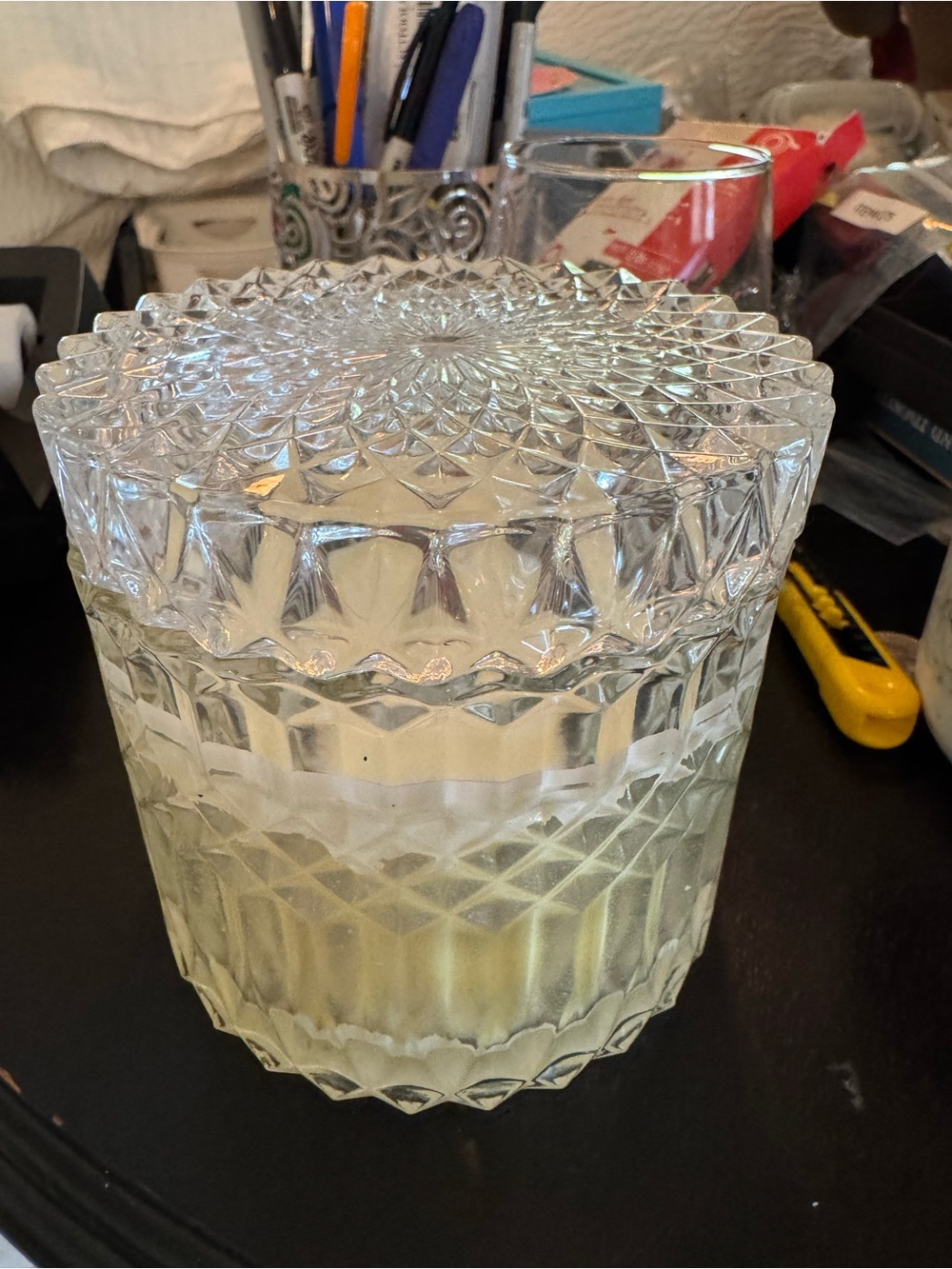 Clear Glass Decorative Lidded Jar - Home Accents Francesca new